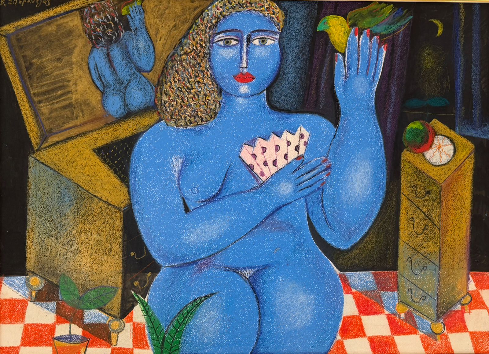  ΒΑΣΙΛΗΣ ΣΠΕΡΑΝΤΖΑΣ - (1938 - ) - ΜΠΛΕ ΓΥΝΑΙΚΑ ΣΤΟ ΔΩΜΑΤΙΟ 