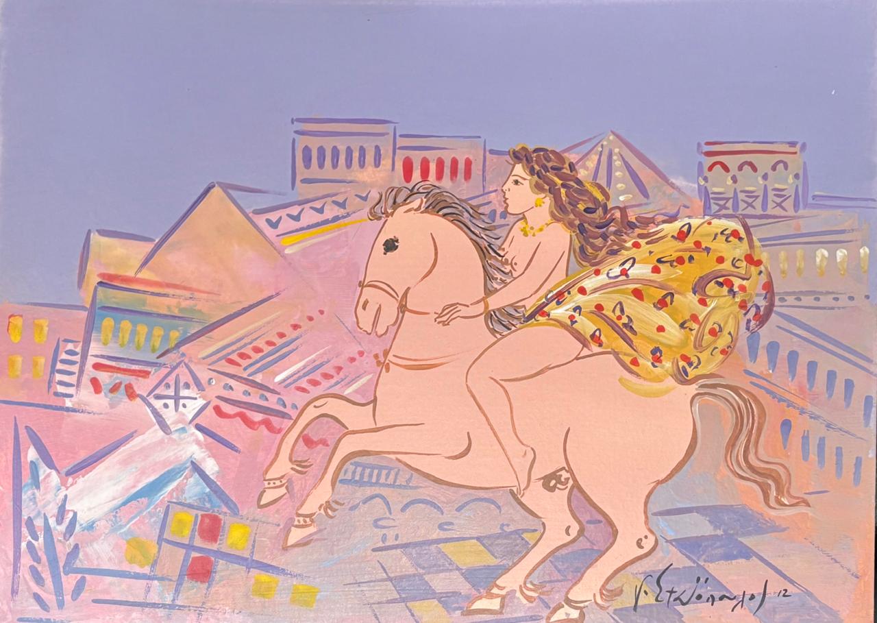 ΓΙΩΡΓΟΣ ΣΤΑΘΟΠΟΥΛΟΣ (1944 - ) - ΓΥΝΑΙΚΑ ΠΑΝΩ ΣΕ ΑΛΟΓΟ